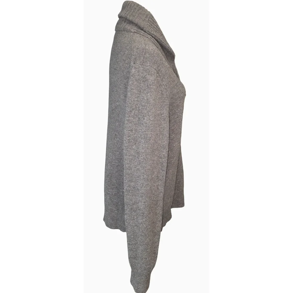J Crew Mens Shawl Collar Sweater 100%‎ Lambs Wool Button Neck Gray Size M